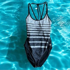 RBX Scoop Neck Criss Cross Strappy Back One Piece Swimsuit Size Medium